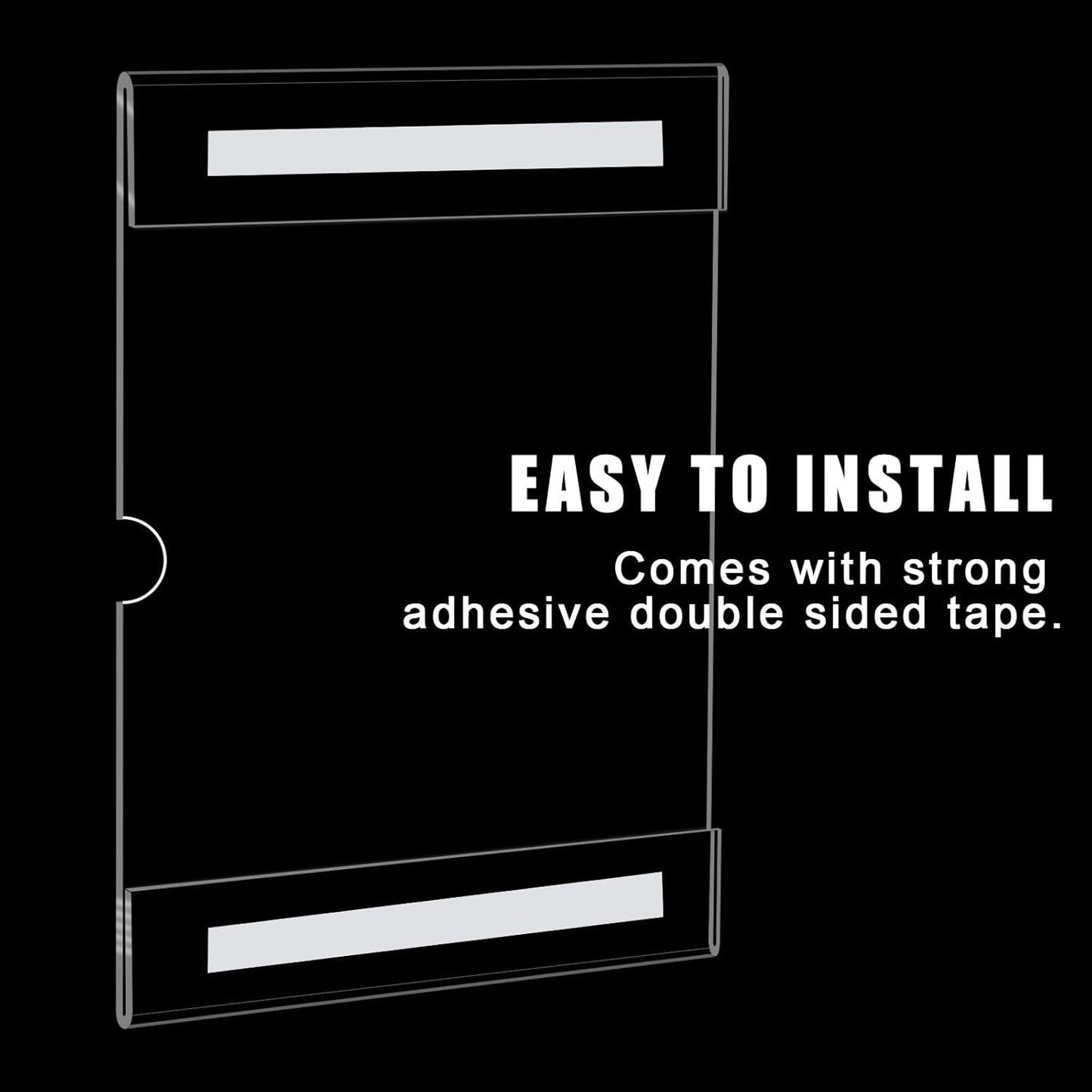 6pack Acrylic Wall Sign Holder with Tape,8.5 X 11 Wall Mount Clear Plastic Sign Holder, Memo Document Menu Holder for Restaurant, Office, School, Store and Home Use,No Drilling