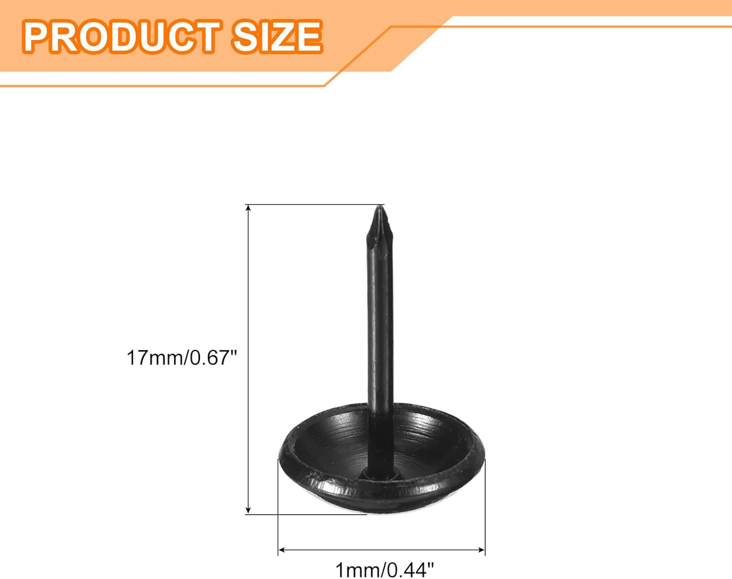 uxcell Upholstery Tacks Nail Pins Furniture, 100Pcs 11x17mm Thumb Tack Pins Assortment Kit Carbon Steel for Home Sofa DIY Decorative Nail Heads Nails, Black