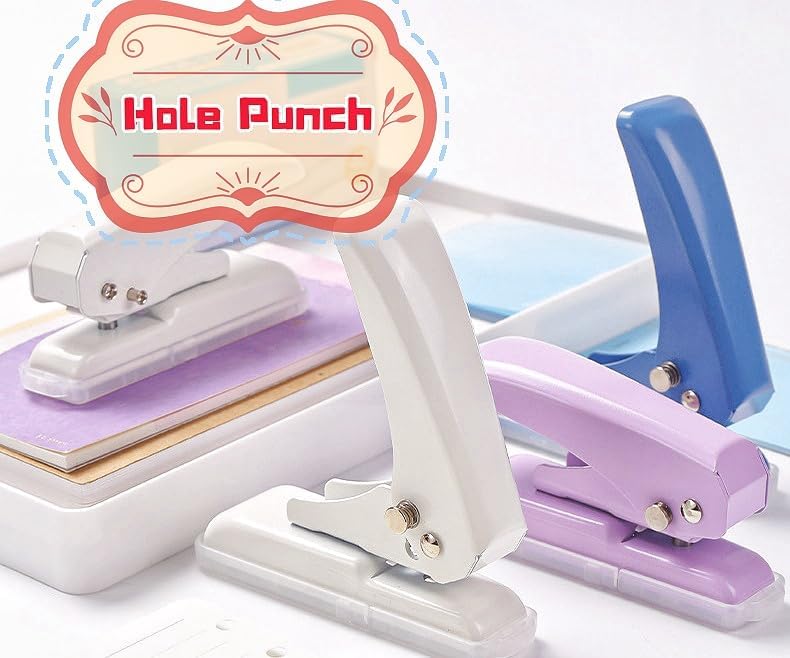 Single Hole Punch, 40 Sheets Punch Capacity Hole Puncher Heavy Duty Hole Puncher Single Small Hole Punch One Hole Puncher for Crafts Paper Cards Tags Scrapbook-1/4 inch Hole, Purple