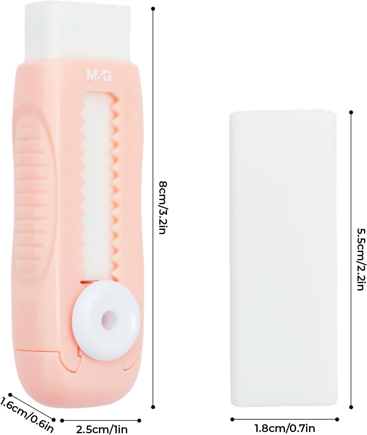 M&G 4 Pack Pencil Erasers Sliding Retractable Eraser, Soft Cute Erasers Push Pull Large Rubber Erasers for School Students Kids Office Home Supplies (Blue+Pink)