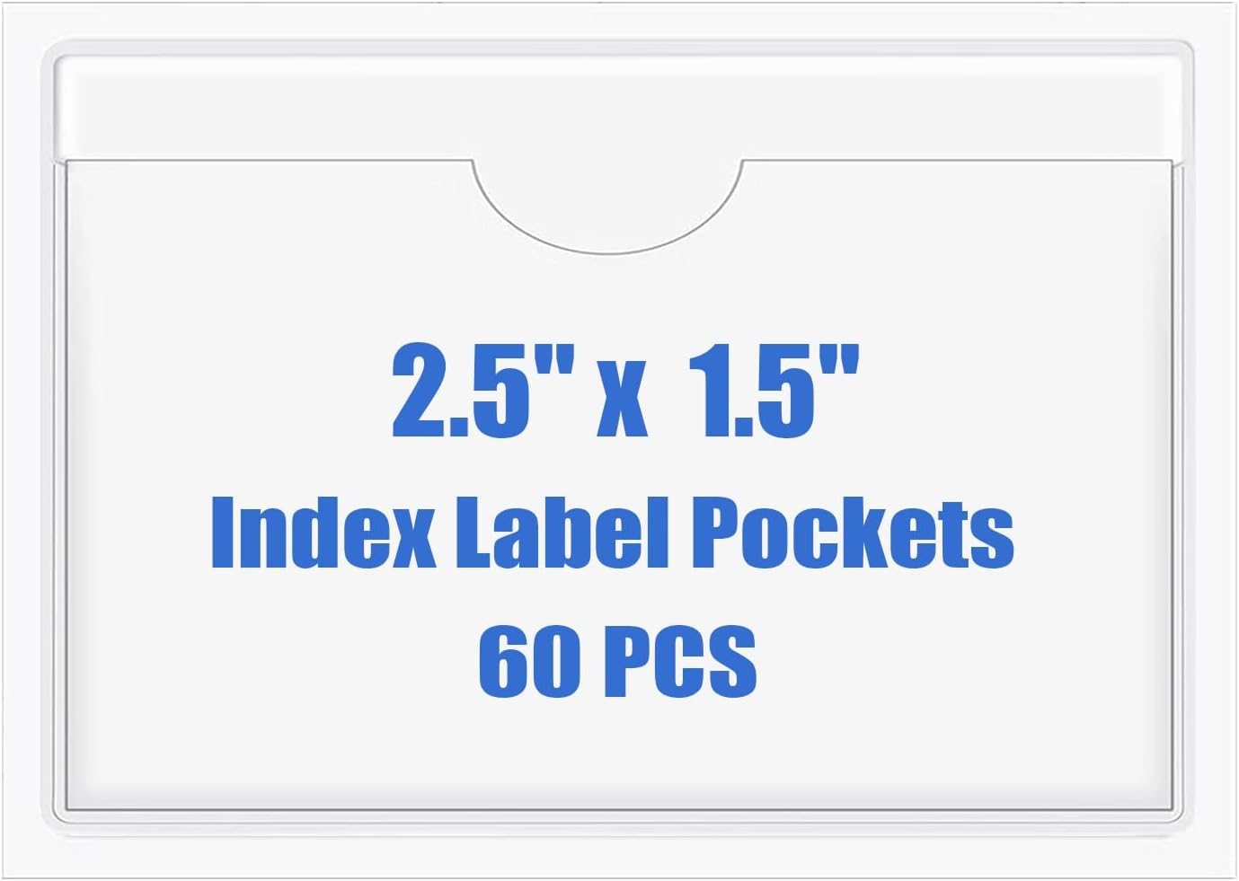 Origin-Joy 60 PCS Self Adhesive Index Card Pockets with Top Open, Clear Plastic Label Holder for Cards of Note, Library and Business, Adhesive Label Pockets & Card Holder (2.5 x 1.5 inch)