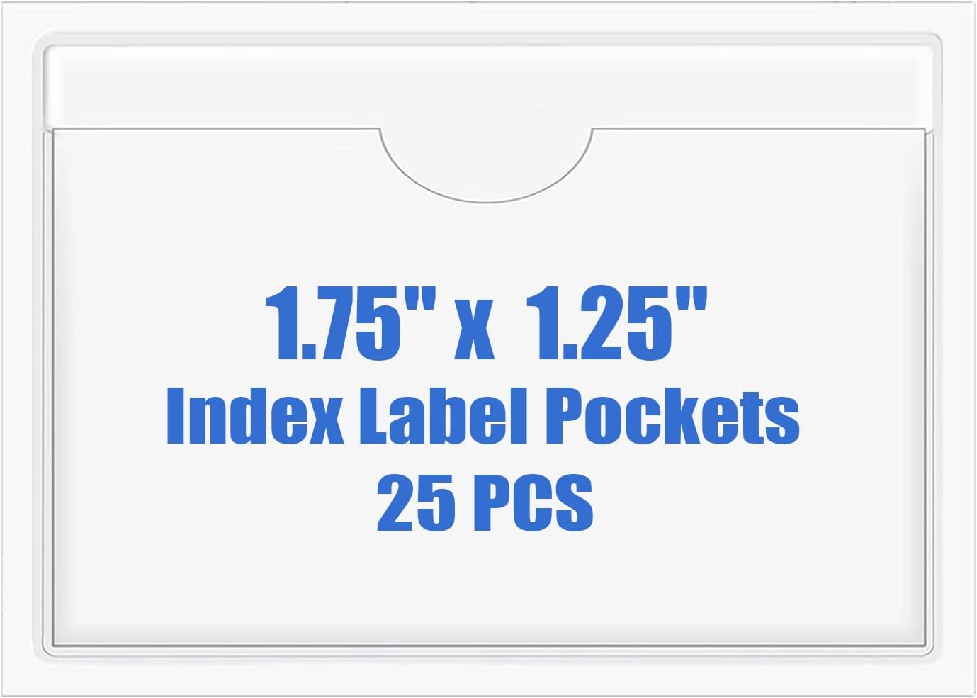 Origin-Joy 25 PCS Self-Adhesive Index Label Pockets, Clear Plastic Peel & Stick Card Holders with Top Open for Loading (1.75 x 1.25 inch)