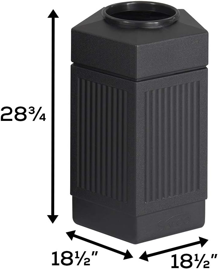 Safco Canmeleon Trash Can, 30 Gallons, Indoor and Outdoor Use, Durable & Weather-Resistant Commercial Garbage Can, Black