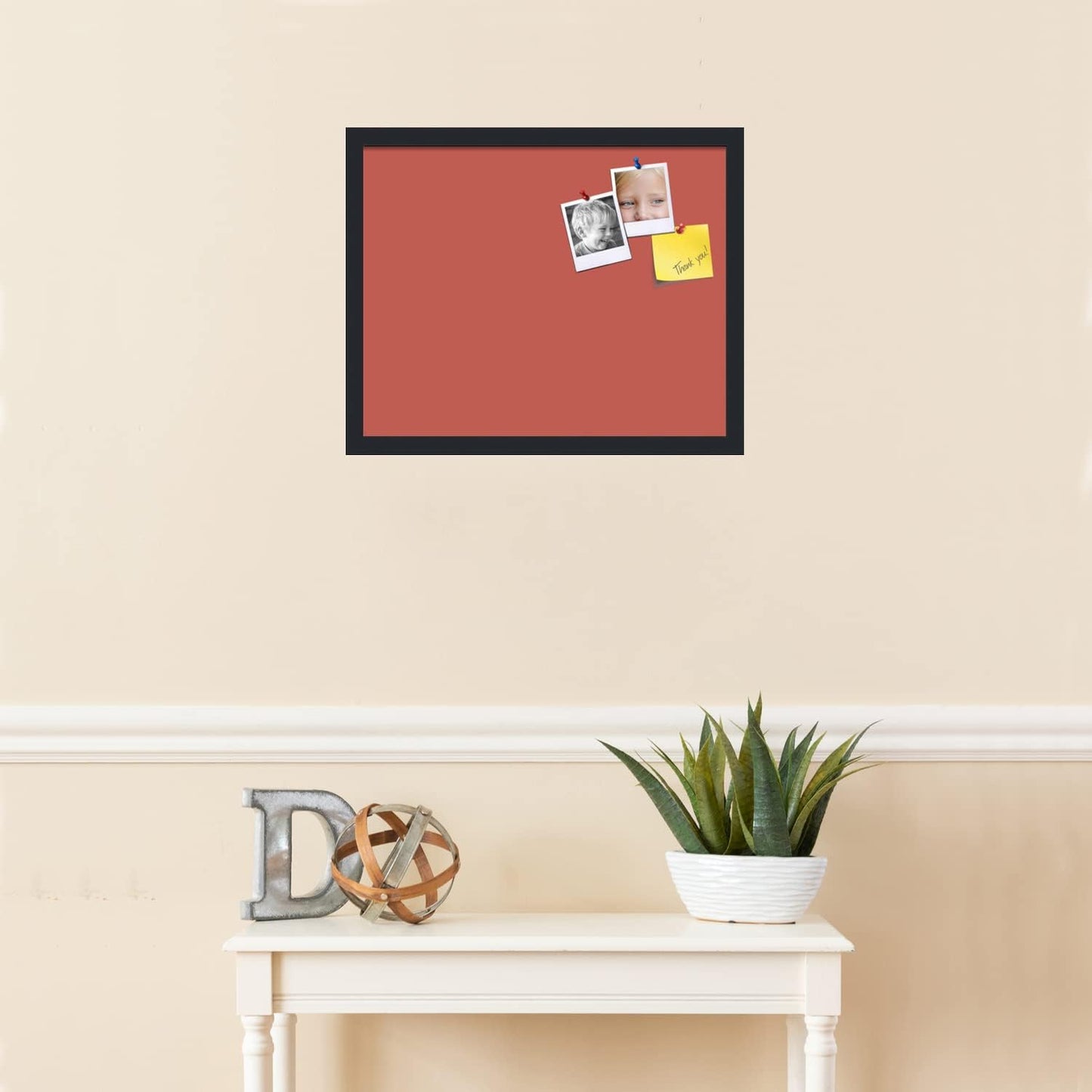 PinPix 20x16 Inch Cork Bulletin Board. This Decorative Framed Pin Board Comes with Crimson Pastel Design and a Satin Black Frame. Ideal for Home Office Decor or Message Board (PinPix-1807)