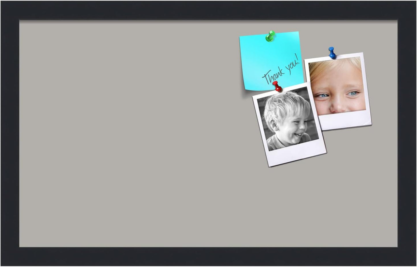 PinPix 20x12 Inch Cork Bulletin Board. This Decorative Framed Pin Board Comes with Dark Stone Design and a Satin Black Frame. Ideal for Home Office Decor or Message Board (PinPix-1808)