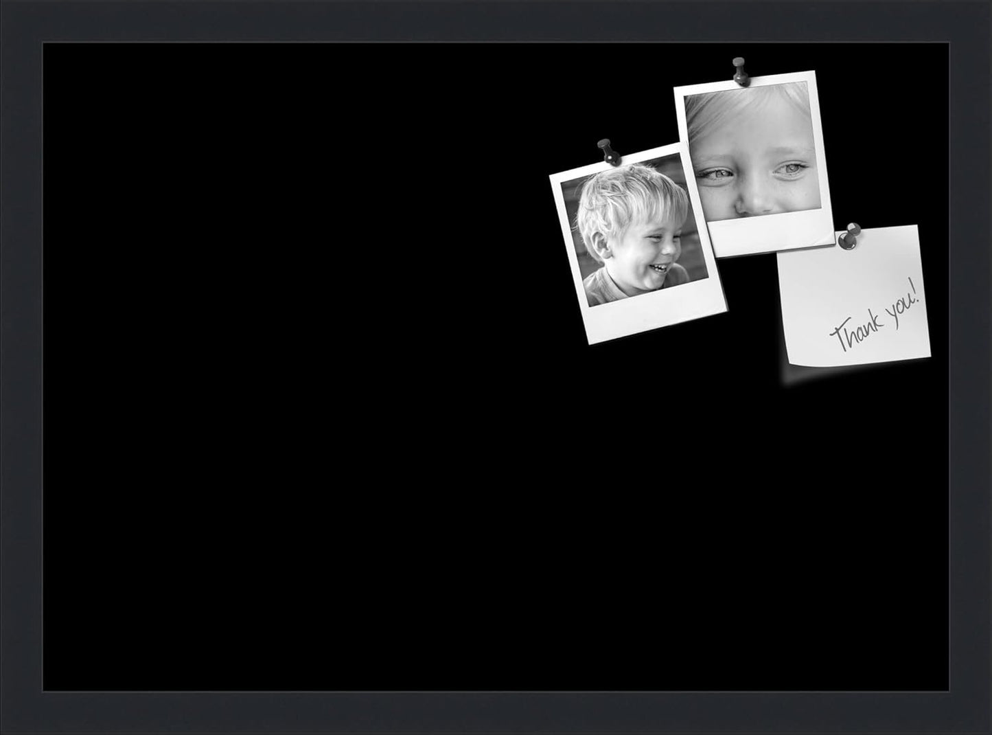 PinPix 21x15 Inch Cork Bulletin Board. This Decorative Framed Pin Board Comes with Solid Black Design and a Satin Black Frame. Ideal for Home Office Decor or Message Board (PinPix-622)