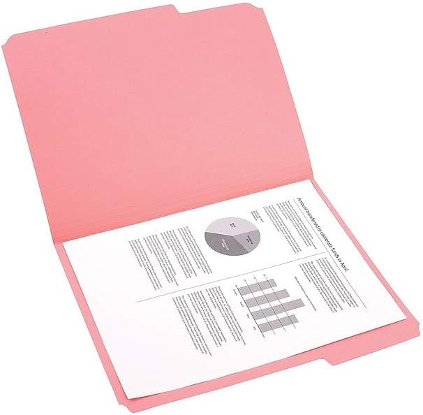 Staples 508952 Colored File Folders w/Reinforced Tabs Letter 3 Tab Pink 100/Box