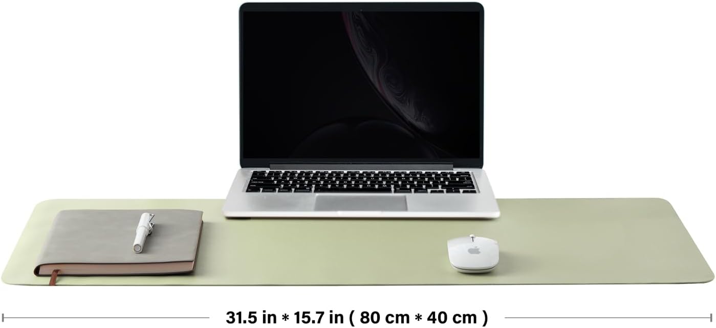 Cork Desk Mat - Dual-Sided Desk Pad for Office and Home - Desk Organization and Accessories - Ideal for Large Mouse Pad and Desk Mats on Top of Desks(Light Green,80cmx 40cm)