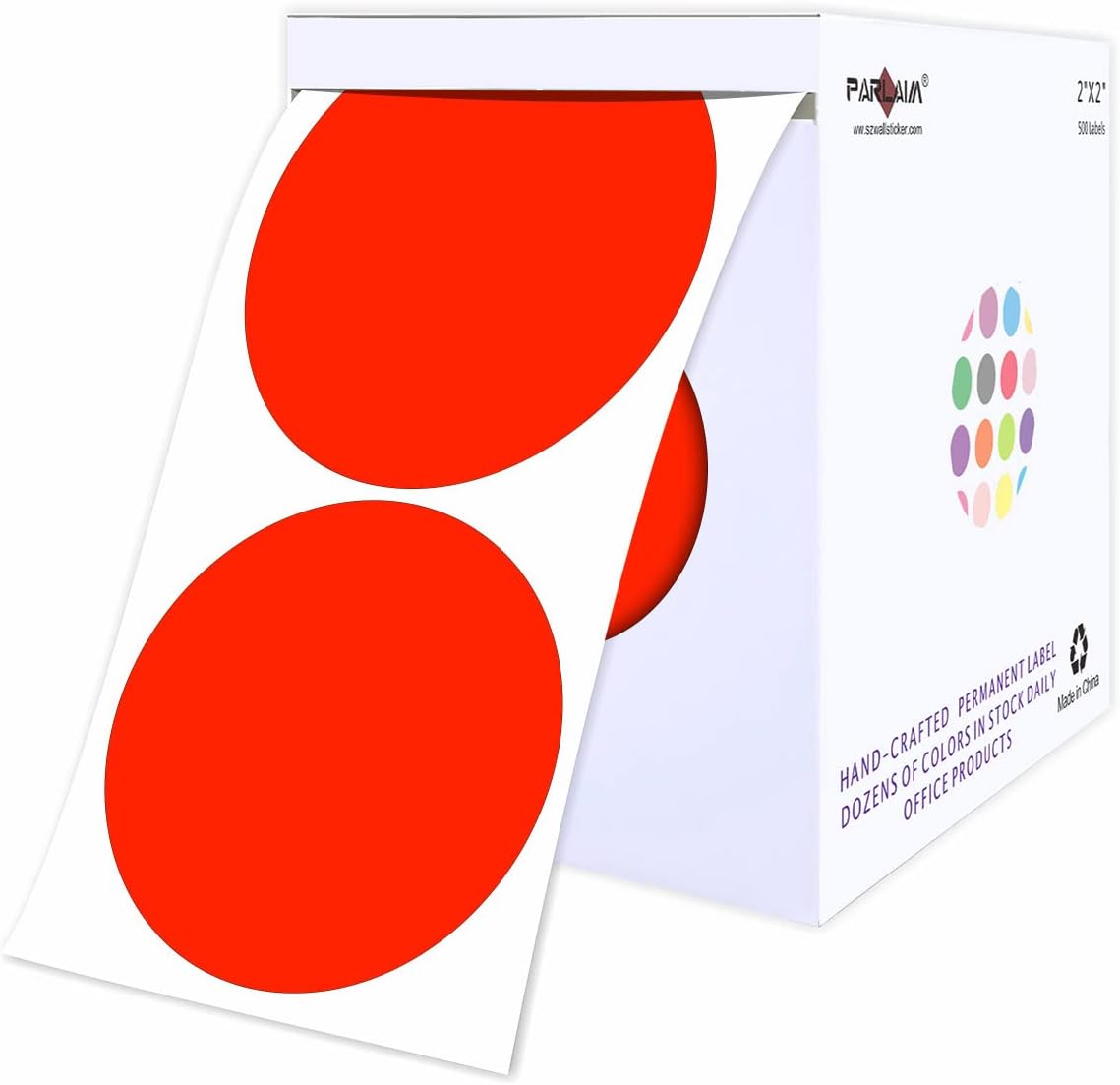PARLAIM Fluorescent Red Color Coding Sticker 2 Inch, Round Circle Dot Labels 500pcs Inventory Moving Label