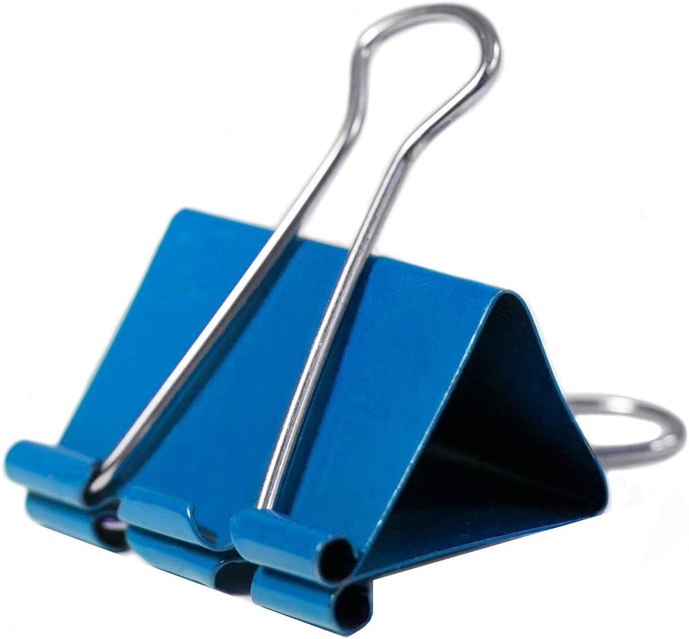 JAM PAPER Colorful Binder Clips - Large - 1 1/2 Inch (41 mm) - Blue Binderclips - 12/Pack