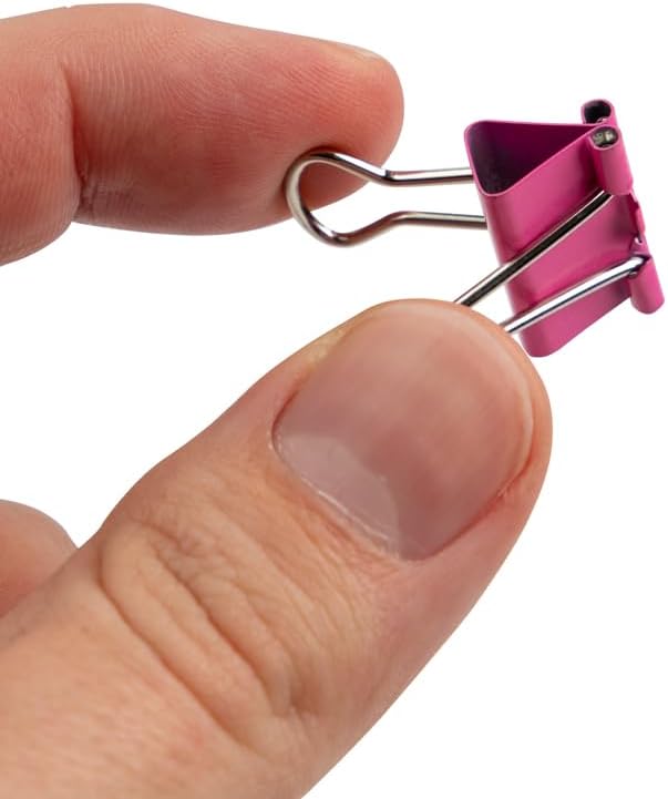 JAM PAPER Colorful Binder Clips - Small - 3/4 Inch (19 mm) - Pink Binderclips - 25/Pack