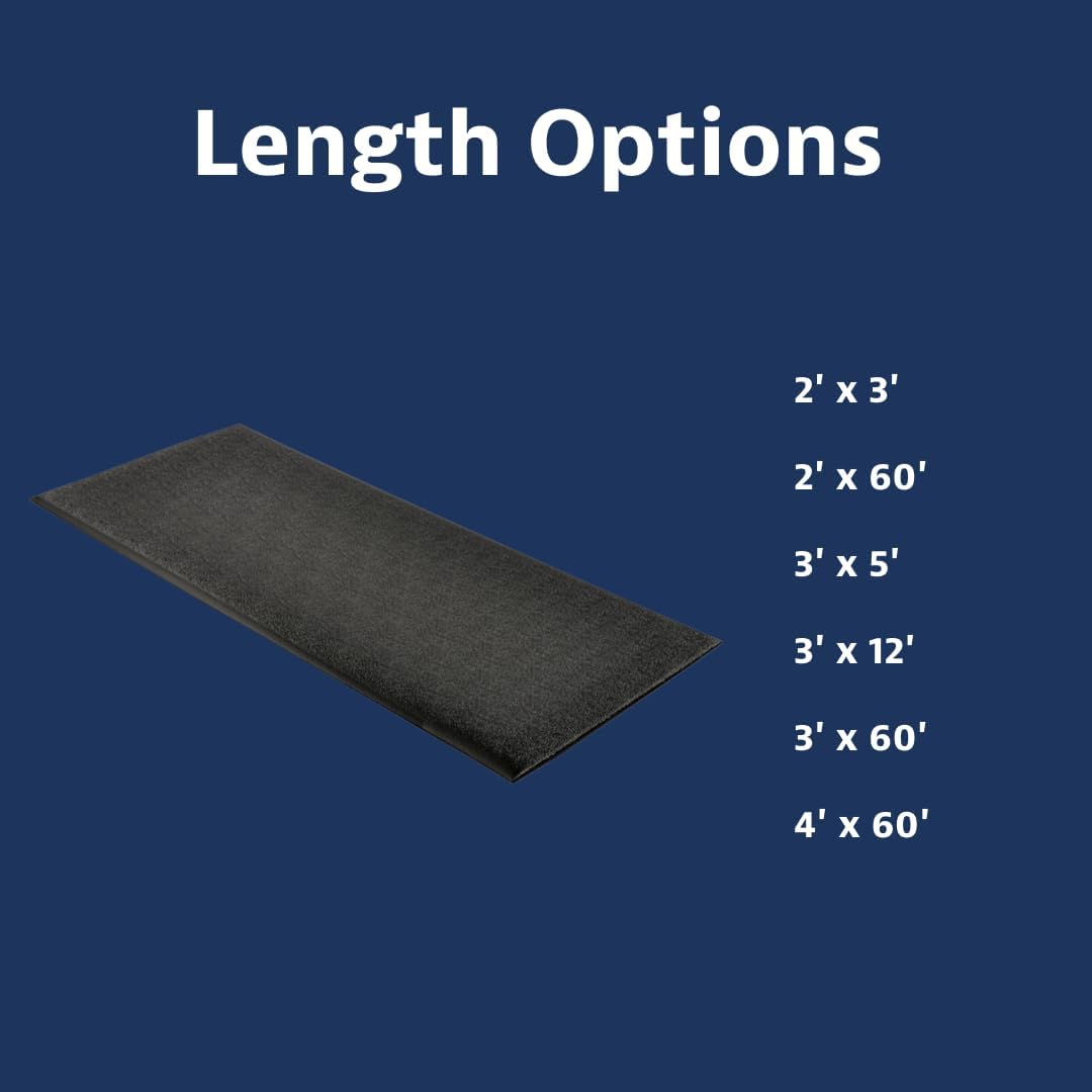 Notrax 411 Sof-Tred™ 3' x 12' x 9/16" Anti Fatigue Mat, Enhanced Slip Resistance with Beveled Edges and Pebbled Surface, Ideal for Industrial and Commercial Workplaces, Black, 411S4312BL