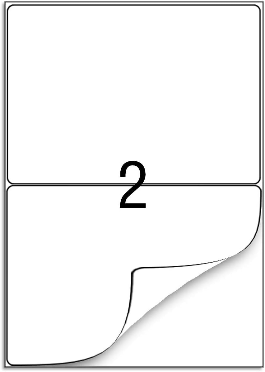 BESTEASY 200 Round Corner Half Sheet Self Adhesive Shipping Labels for Laser and Ink Jet Printers, White Blank (100 Sheets, 200 Labels)