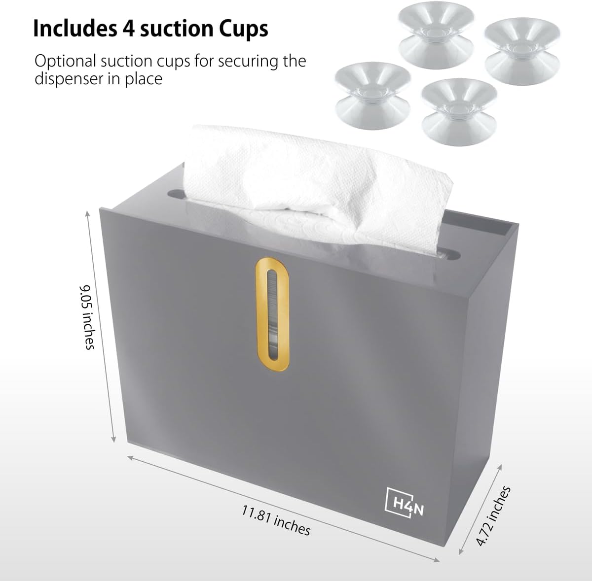 H4N Multifold Hand Paper Towel Dispenser Countertop, Compact Design, Single Sheet Dispensing for Home and Commercial Use, Gray