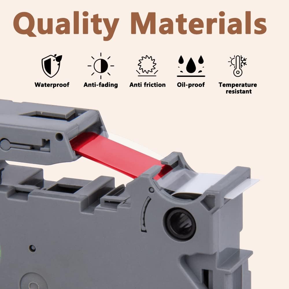 Hehua 18mm 0.7 Red on White Laminated Tape Compatible for Brother Label Maker Tape TZe-242 TZe242 TZ-242 TZ242 for P Touch PT D400 D450 D600 D610 P710BT, 3/4'' x 26.2ft, 3 Pack