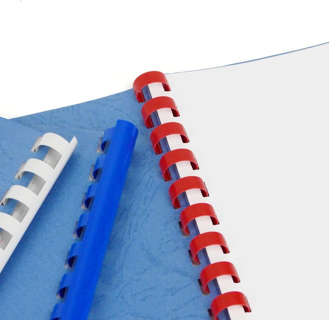 Rayson CR196M-100 Plastic Binding Combs 1/4in. 19-Ring, 20-Sheet Capacity, Colorful Comb Binding Spines, Max. Binding Letter Size Paper, Box of 100