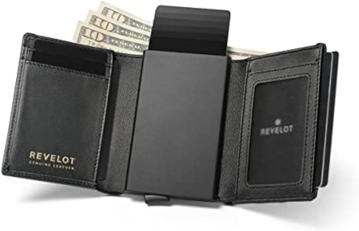 Unisex Trifold Cardholder Wallet/Genuine Leather Wallet / W5 (Black)