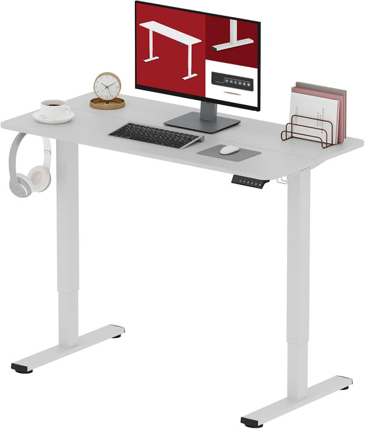 SANODESK Electric Standing Desk 40x24 Inch Height Adjustable Stand Up Desk Home Office Computer Workstation Sit Stand Home Office Desk with Splice Board (White Frame + White Top)