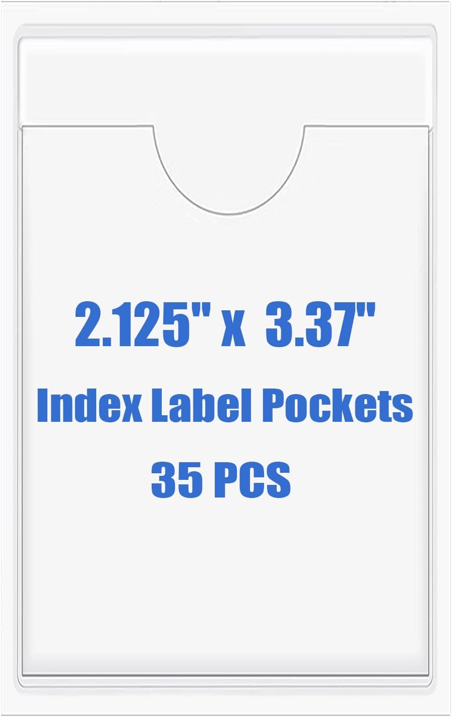Origin-Joy 35 PCS Self Adhesive Index Card Pockets with Top Open, Clear Plastic Label Holder for Notes, Library and Business, Adhesive Label Pockets & Card Holder (2.125 x 3.37 inch)
