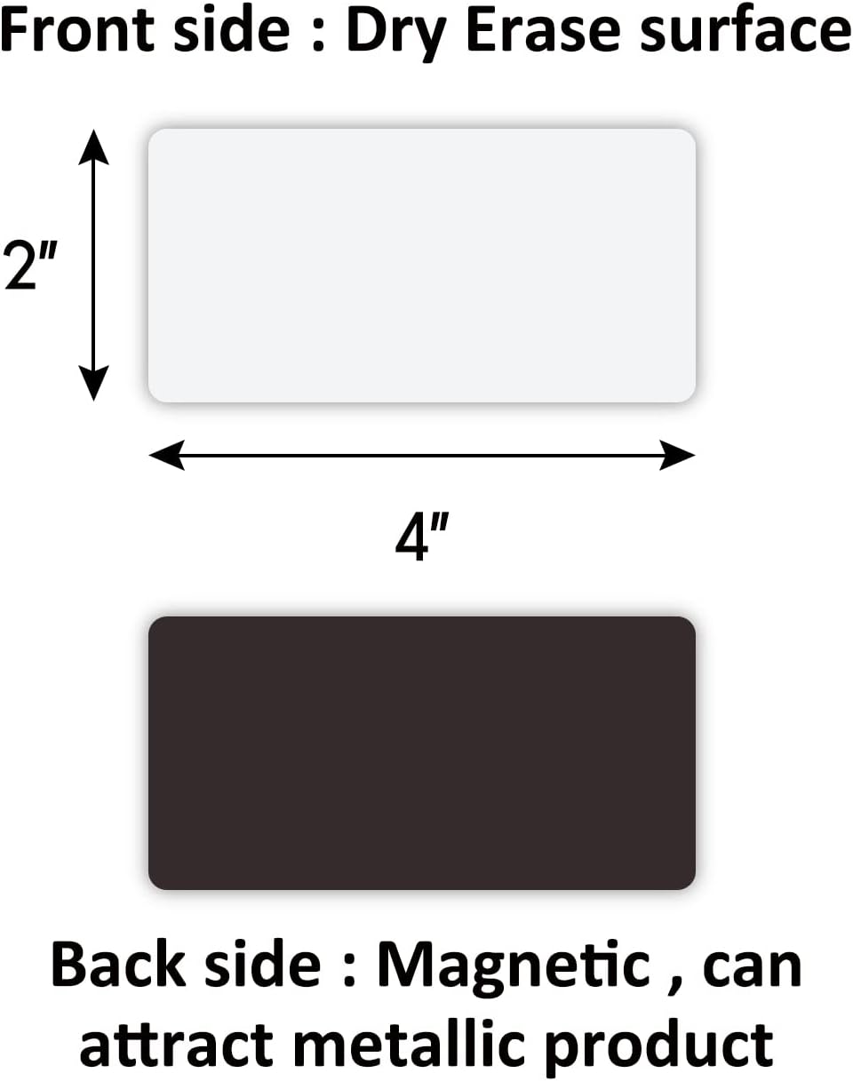 Reusable Magnetic Labels 4x2 Inch White, Dry Erase Magnetic Labels for Whiteboards，Pack of 40