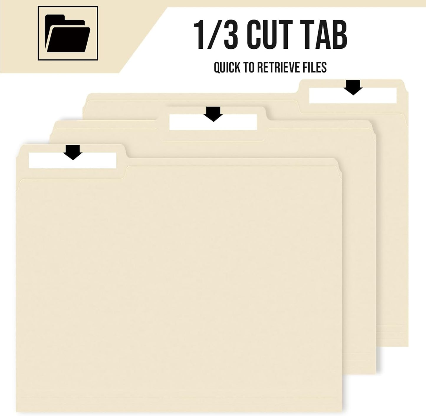 File Folders,IntoJoy 120 Pack Colored File Folder Letter Size, 1/3 Cut Tab Filing Folders for Office School Business File Document Organization,Manila