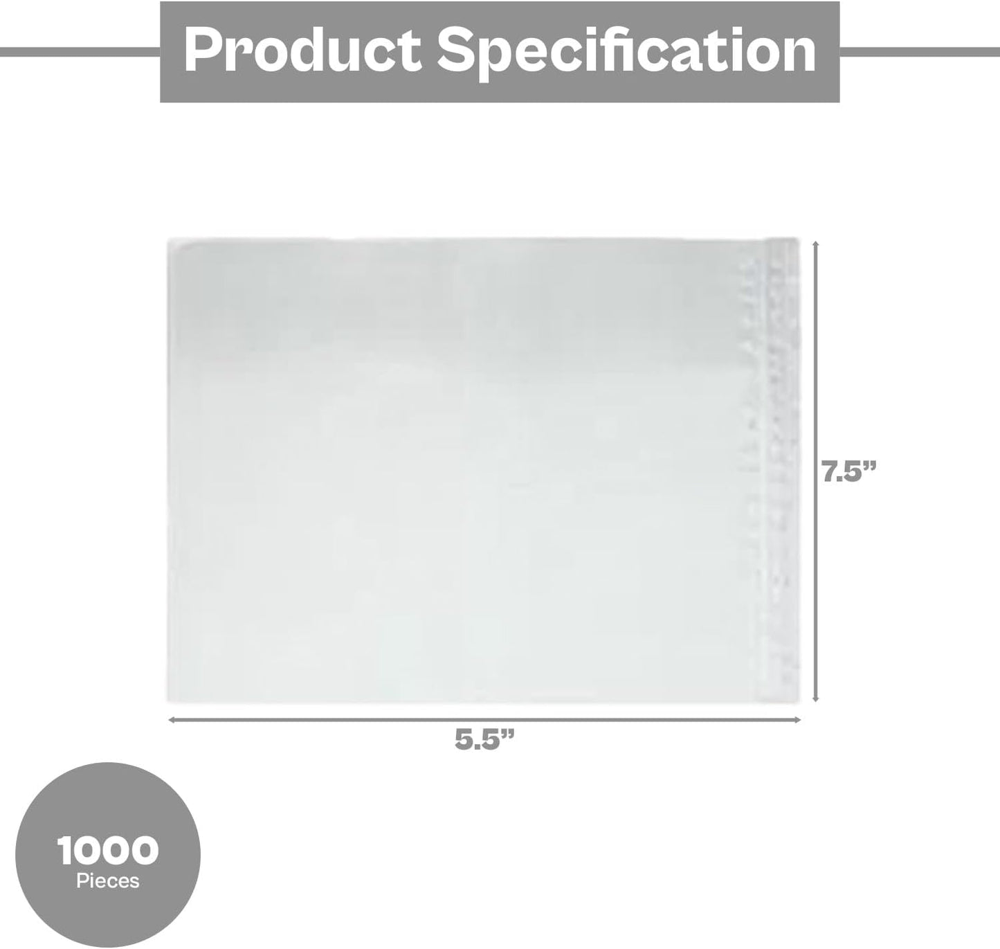 PSBM Clear Packing List Back Side Loading Plain Face Envelopes Pouches (7.5" x 5.5" / Top Load) 1000 Pack