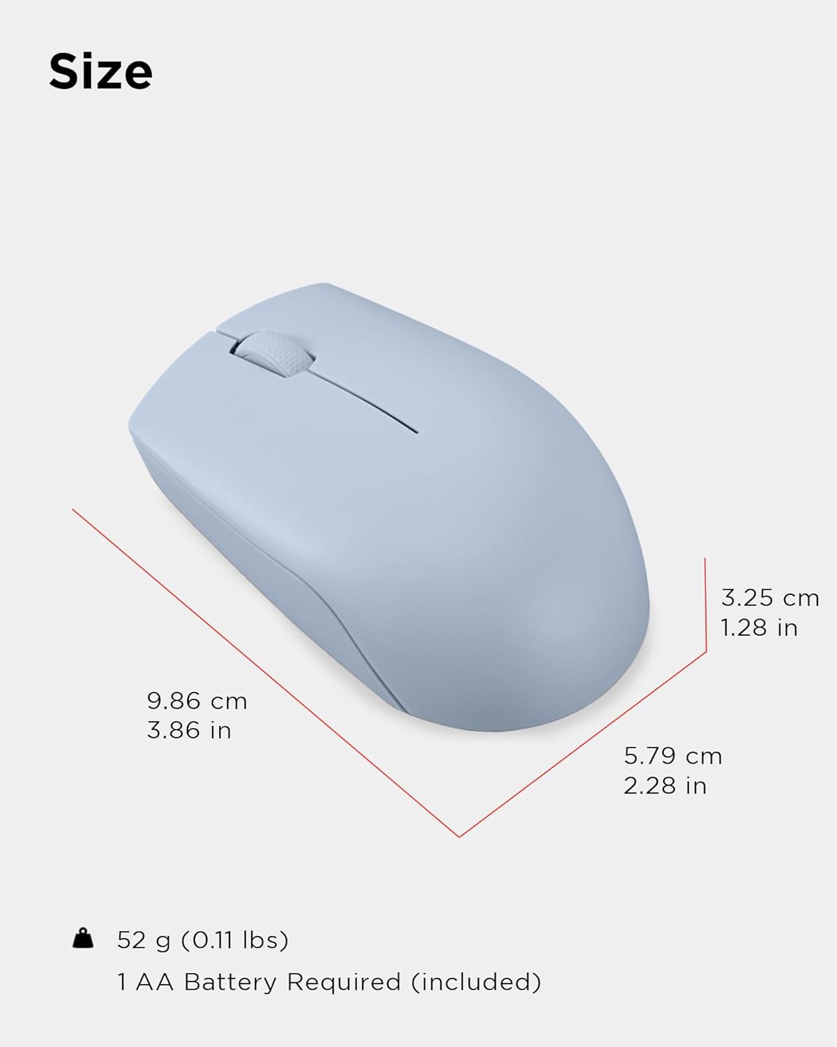 Lenovo 300 Wireless Mouse – Computer Mouse for PC, Laptop with Windows – Ambidextrous Design – 2.4 GHz Nano USB Receiver – 12 Month Battery Life