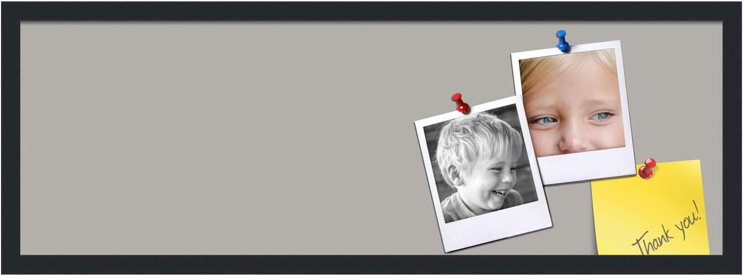 PinPix 36x12 Inch Cork Bulletin Board. This Decorative Framed Pin Board Comes with Dark Stone Design and a Satin Black Frame. Ideal for Home Office Decor or Message Board (PinPix-1808)