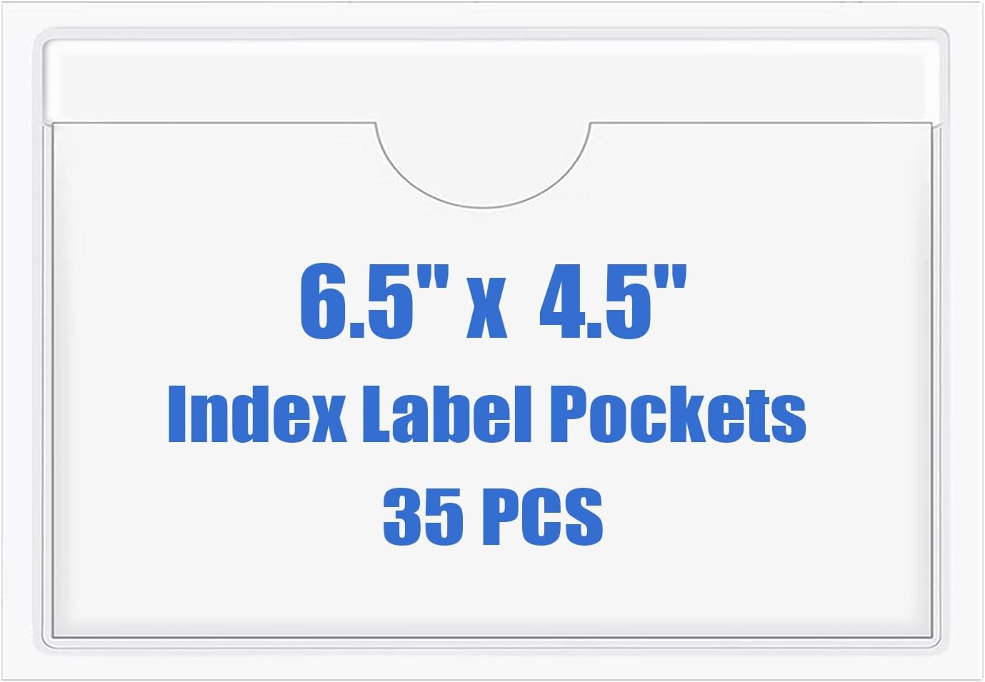 Origin-Joy 35 PCS Self Adhesive Index Card Pockets with Top Open, Clear Plastic Label Holder for Notes, Library and Business, Adhesive Label Pockets & Card Holder (6.5 x 4.5 inch)