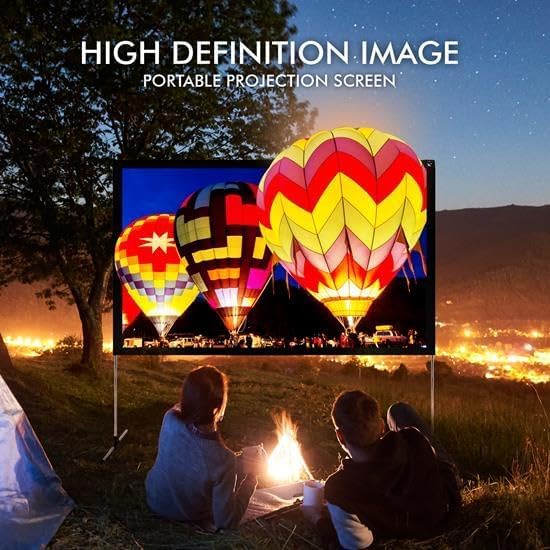 Pyle Projector Screen with Stand - 80'' 16:9 HD 4K Portable Lightweight Freestanding Foldable Indoor Outdoor Movie Projection Display with Frame for Home Theater