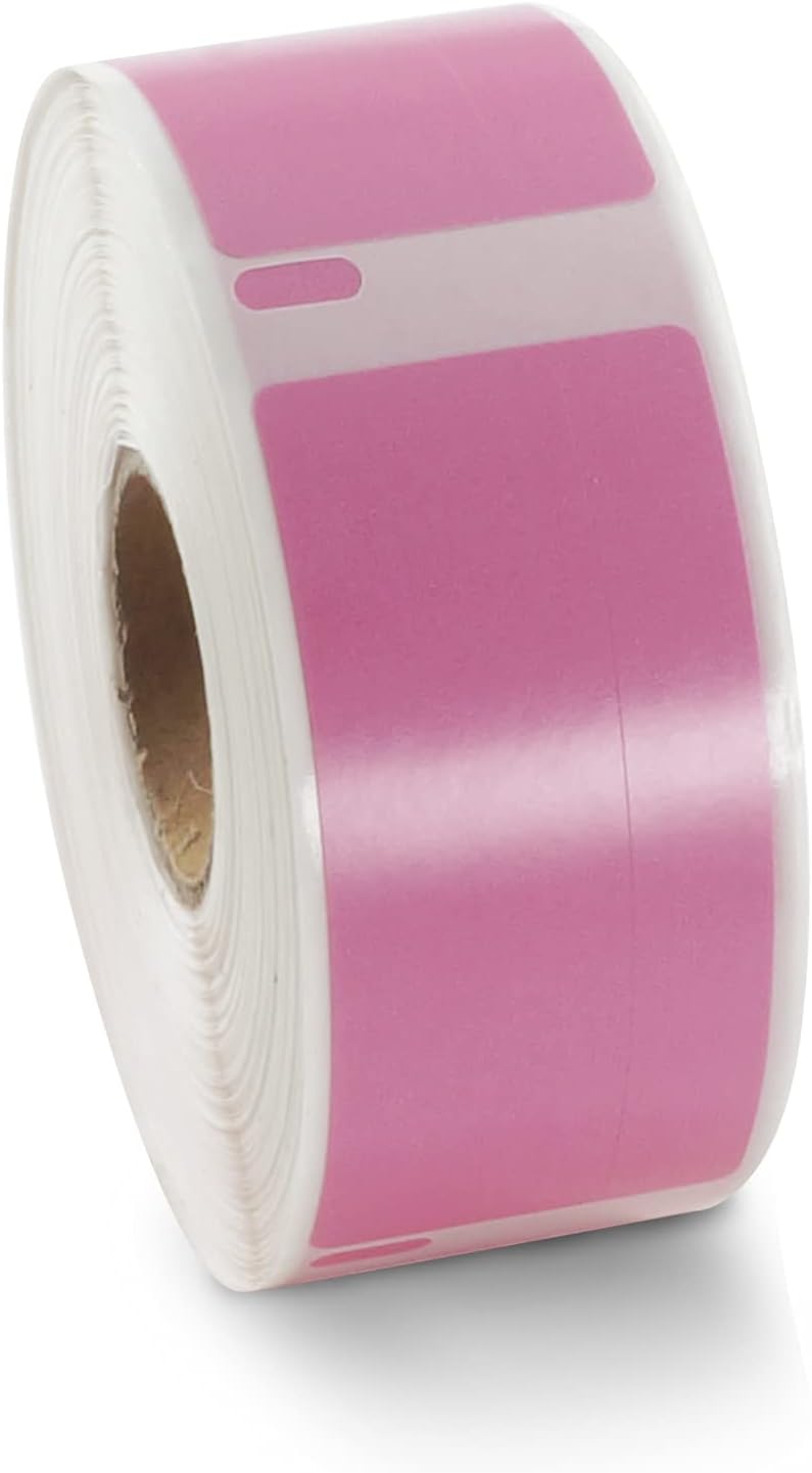 BETCKEY Colored Labels Compatible with Dymo 1738595 (3/4" x 2-1/2") Barcode/File Labels, Compatible for Dymo LabelWriter Thermal 450, 4XL & Zebra Desktop Printers [1 Roll, Pink]
