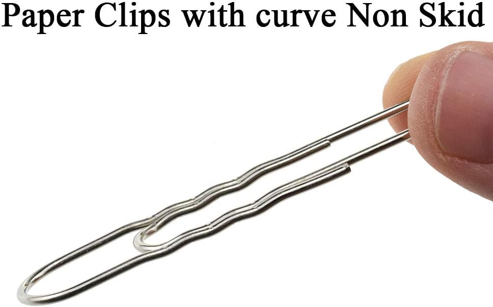 HAHIYO Paperclips Nonskid New Upgrade No Paper Scratch Large 3” Length Paper Clips with Curve Non Skid Heavy Duty Tight Grip Thick Rust Proof Reusable Metal Bright Silver for Home Office 30 Pack
