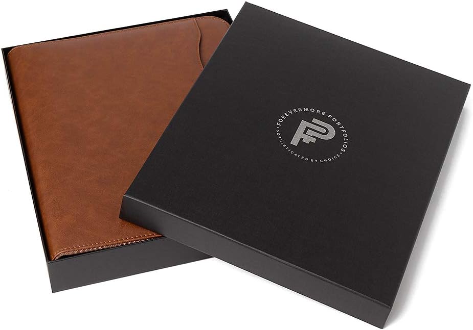 Portfolio Organizer - 3 Ring Binder with Notepad - 1.5 Inch Rings - Zippered Storage Pockets for Papers, Travel Documents, Presentation Folder, Cards, Passport, Tickets - Brown