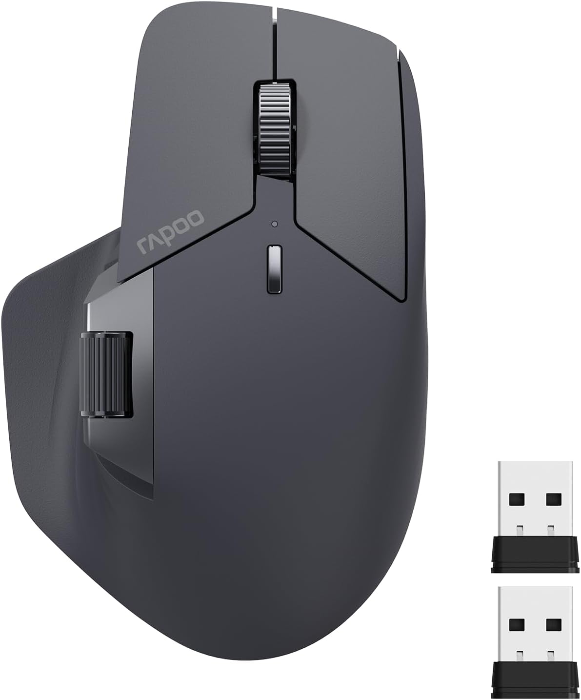 Rapoo MT760 Multi-Device Wireless Mouse, Bluetooth 5.0 and 2.4G Multi-Mode Connection, Up to 4 Devices, 11 Programmable Buttons, 4K DPI, 90 Days Battery Life, PC, Matte Black