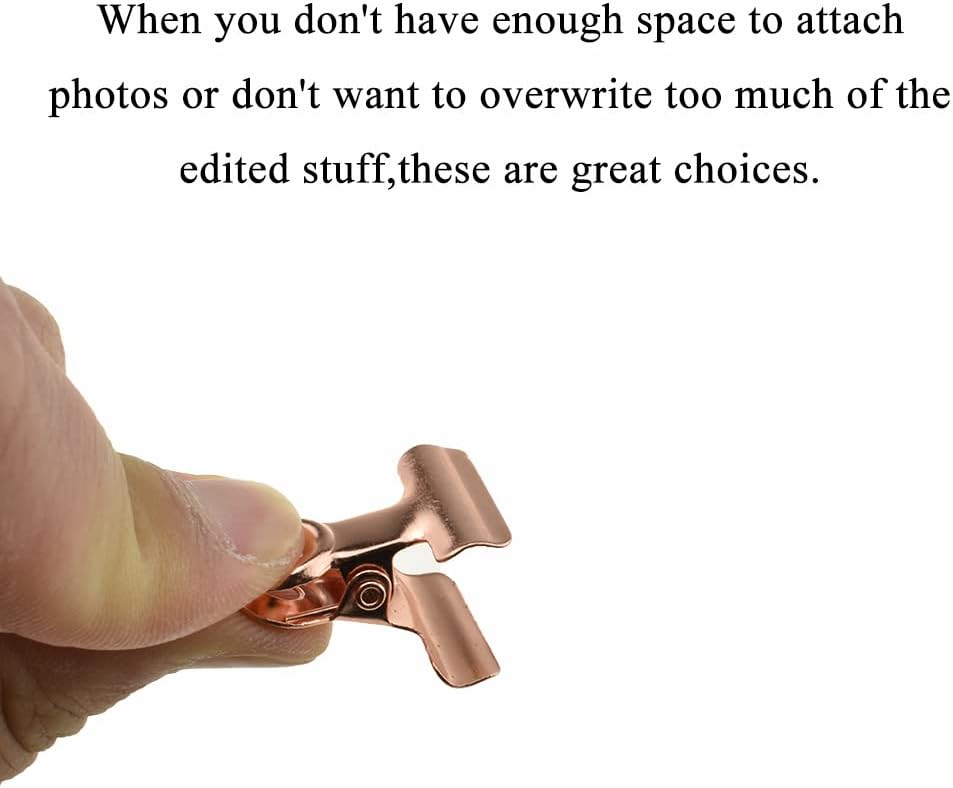 HAHIYO 0.87inch Rose Gold Bulldog Clips Metal File Hinge Binder Clips Clamps Save Space Strong Spring Jaws Rock Solid Grip Book Lay Flat Deburred Edge for Hang Photos Wall Grid Dog Food 30PCS