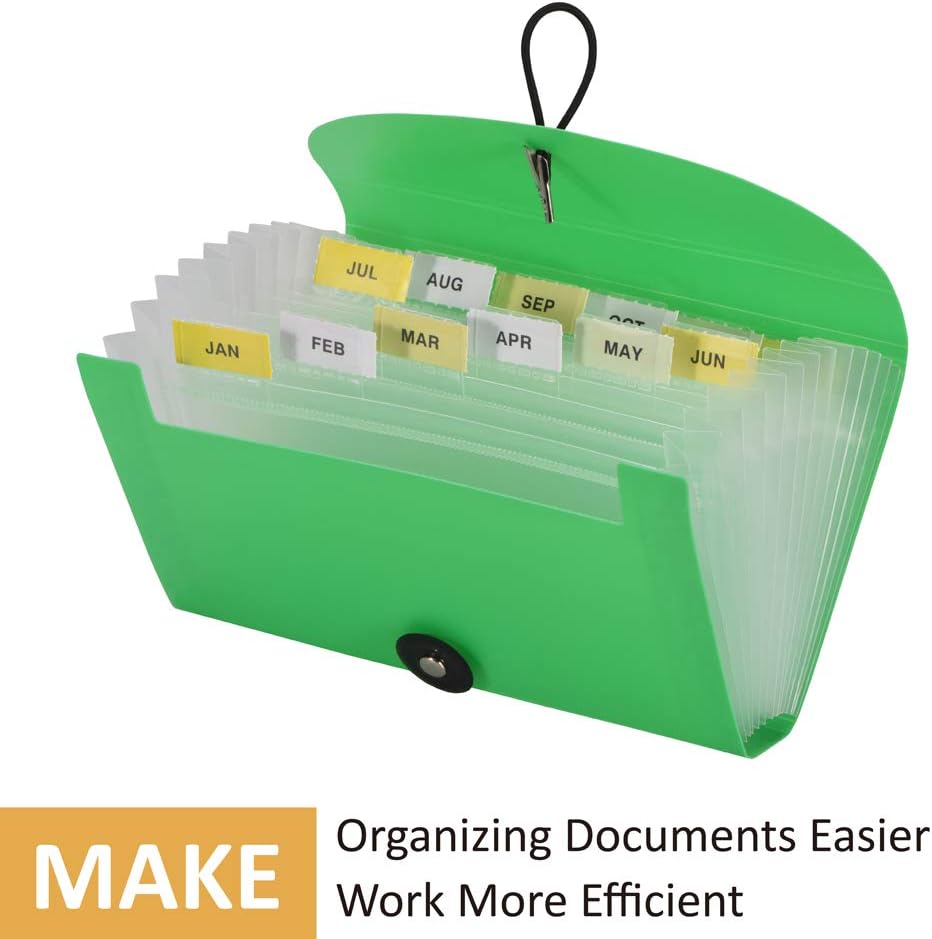 SEEKIND Expanding File Folders 4 Pack, 7.1" 4.2" Receipt Organizer Folder Accordion Folder Document with 13 Pocket for Office,Cards,Tickets-Water Resistant