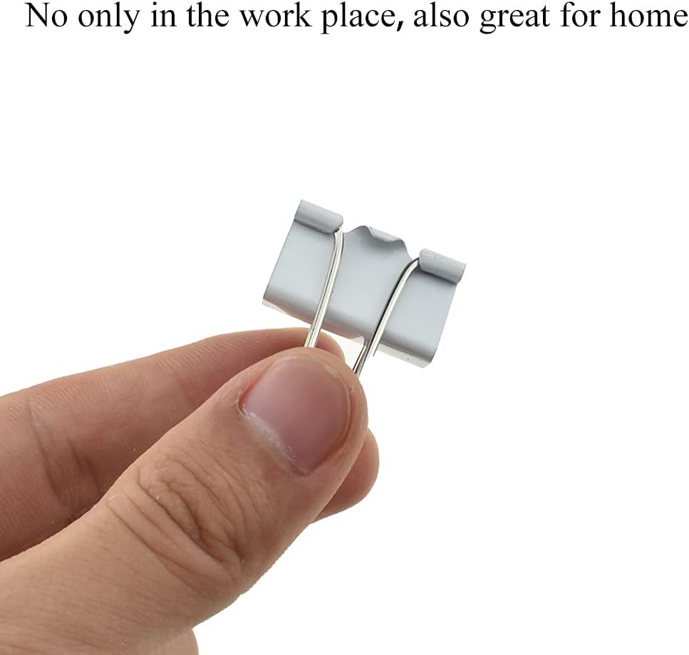 HAHIYO Binder Clips Paper Clamps Spring Steel Sturdy 0.98 inches Width 0.31 Inch Capacity No Sharp Edges Heavy Duty Tight Grip Reusable White Metal Bright Finish for Home Office School 25 Pack