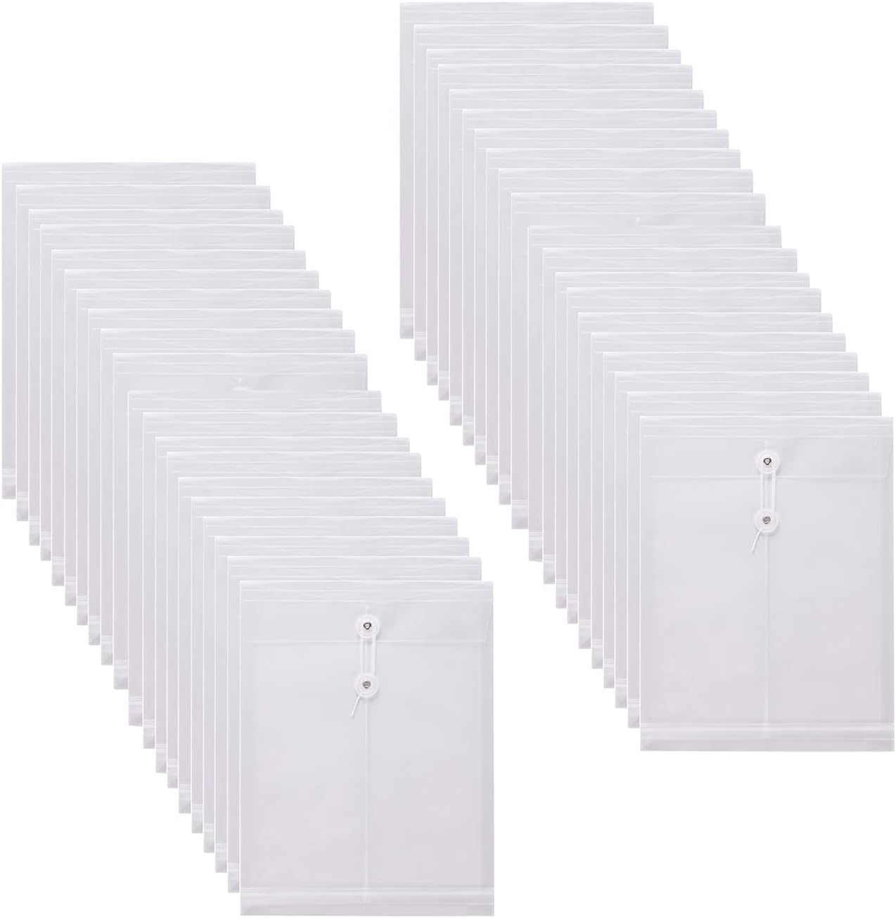 Letter Size Clear Poly Envelopes with String Closure Top Opening Folder Pack of 40 Bottom with Expanding Gusset