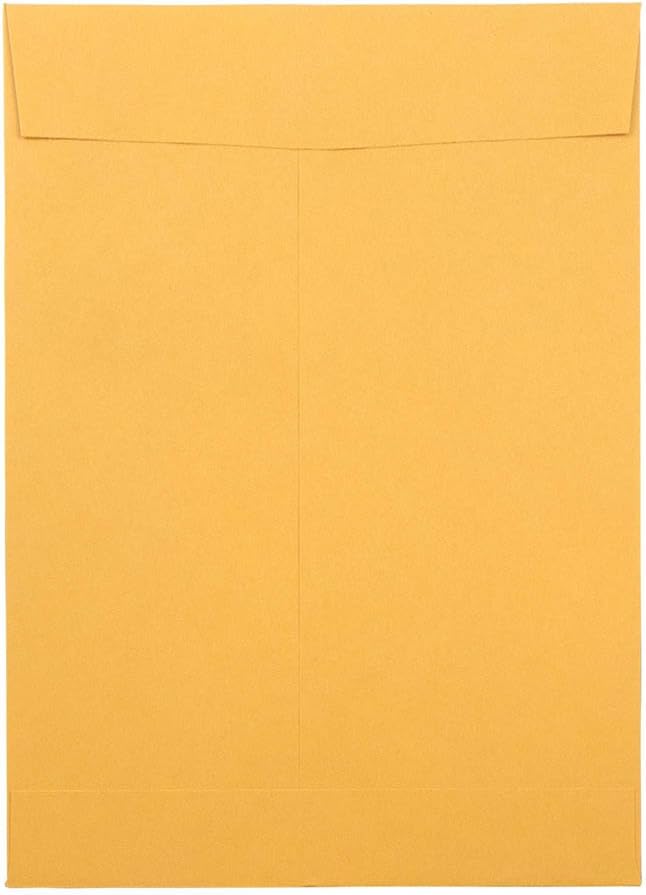 JAM PAPER 6 1/2 x 9 1/2 Open End Envelopes with Peel and Seal Closure - Brown Kraft Manila - Bulk 500/Box