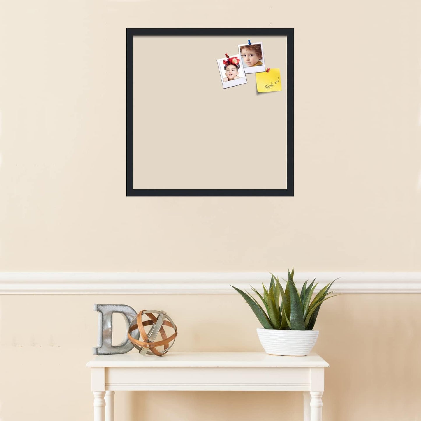 PinPix 22x22 Inch Cork Bulletin Board. This Decorative Framed Pin Board Comes with Desert Pastel Design and a Satin Black Frame. Ideal for Home Office Decor or Message Board (PinPix-1815)