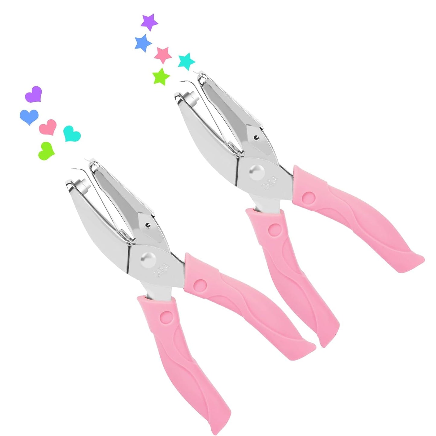 UCEC Heart+Star Hole Punchers, Hole Puncher Single, Handheld Paper Hole Punches, 1/4" Heart Star Hole Punch of School Supplies Metal Hole Punch Tool with Soft-Handled for Clothing Ticket DIY Craft