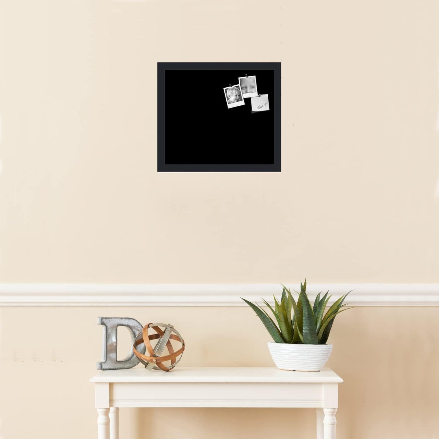 PinPix 15x13 Inch Cork Bulletin Board. This Decorative Framed Pin Board Comes with Solid Black Design and a Satin Black Frame. Ideal for Home Office Decor or Message Board (PinPix-622)
