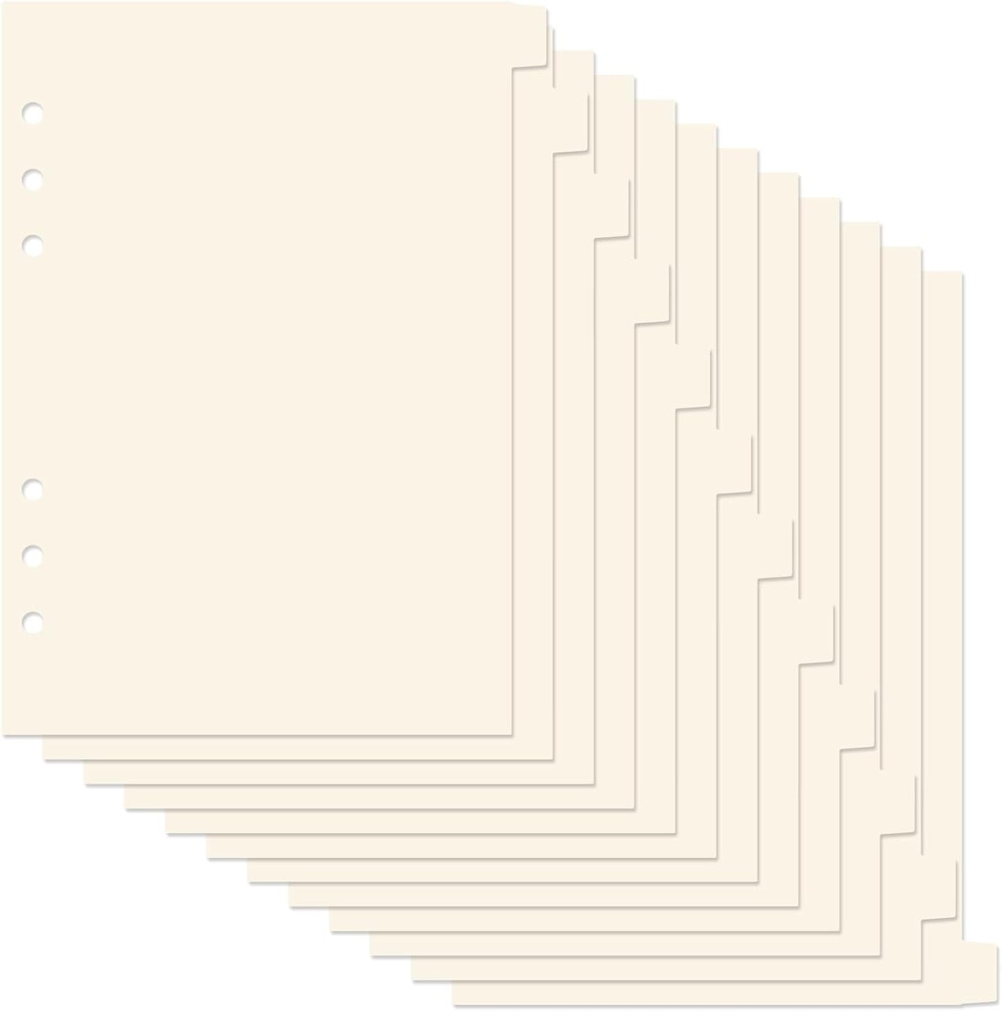 A5 Plastic Binder Dividers 6 Holes Durable Plastic Tab Dividers for 6-Ring Binders, Notebooks, Planners, 5.7x8.3 inch (Beige, 12 tab)