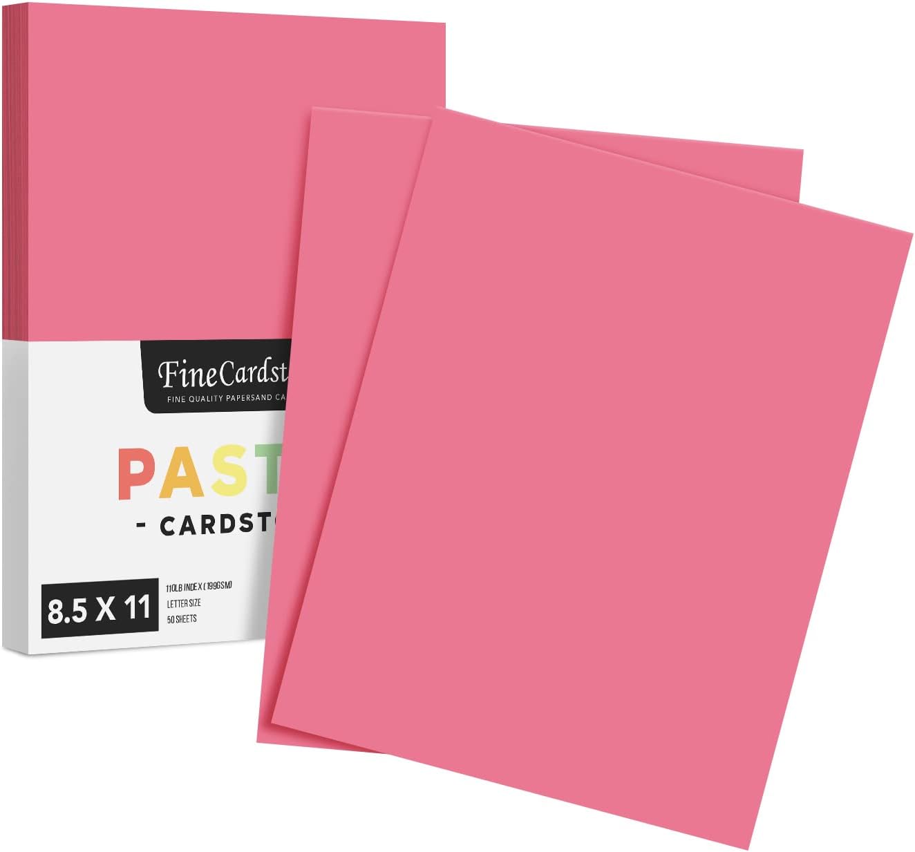 8.5 x 11" Cherry Pastel Color Cardstock Paper - Great for Arts and Crafts, Wedding Invitations, Cards and Stationery Printing | Medium to Heavy Card Stock 110lb Index (199gsm) | 50 Sheets per Pack