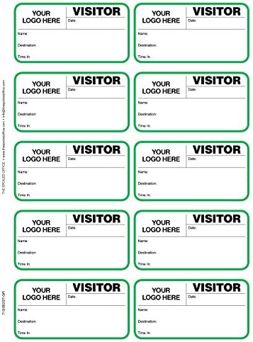 The Spoiled Office Custom Printed Visitor Sign in Book for School with 3" X 2" Peel Off Destination Carbonless Sheet w/500 Badges - Spiral Bound Log Book, Made in USA - Non-Expiring, Green with Logo