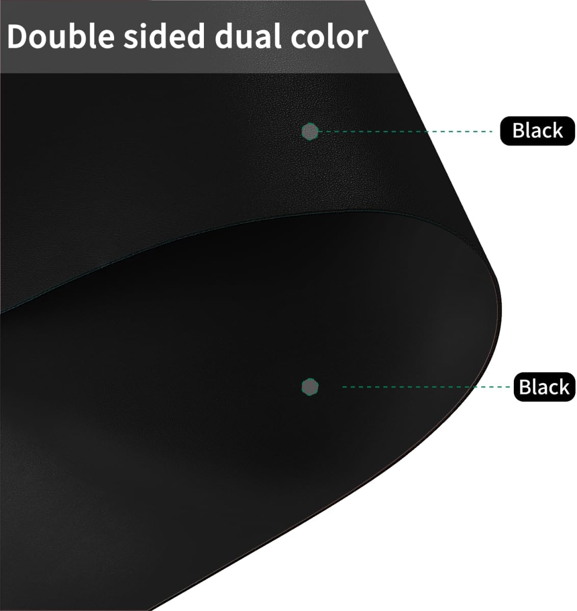 Leather Table Cover,1.8mm Thick,28x48 Inch Desk Cover,Large Desk Mat,Table Protector,Table Cover Protector,Table Protectors for Rectangle Tables(Black+Black,28x48)