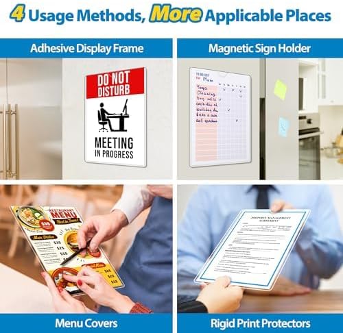 Magnetic Sign Holder Wall Mount 8.5 x 11, Plastic Door Display Frame for Fridge Window, 2Pack