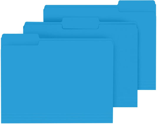 File Folder, PANDRI 120 Pack File Folder, 1/3 Cut Tab, Letter Size, Filing Folder for Office School Business, Blue