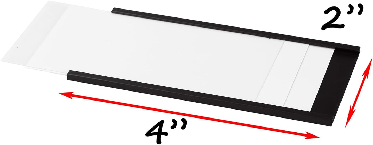 Realth C Channel Magnetic Label Holders 30 Pack 2'' x 4'' with Paper Inserts and Clear Plastic Protectors, Magnetic Data Card Holders File Cabinet Labels for Metal Racks and Shelves
