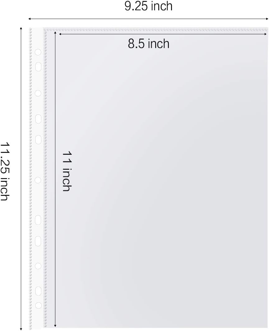 Sheet Protectors, HERKKA 500 Pack Heavy Duty Page Protectors Holds 8.5 x 11 inch Sheets, 9.25 x 11.25 inch Top Loading, Clear, Reinforced 11-Hole Fit for 3 Ring Binder
